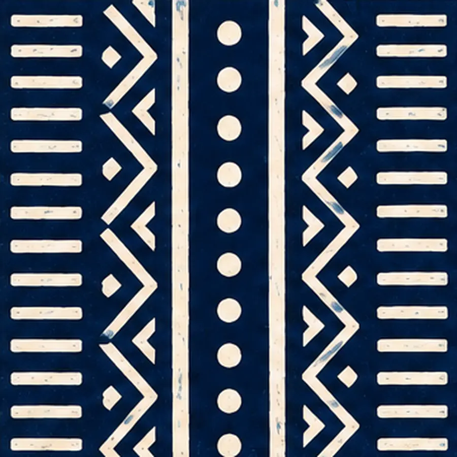Tissu indigo à traits blancs