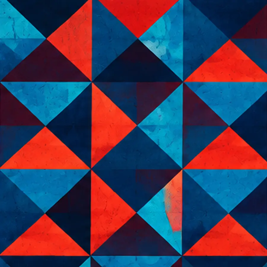 Tissu bleu et rouge à triangles