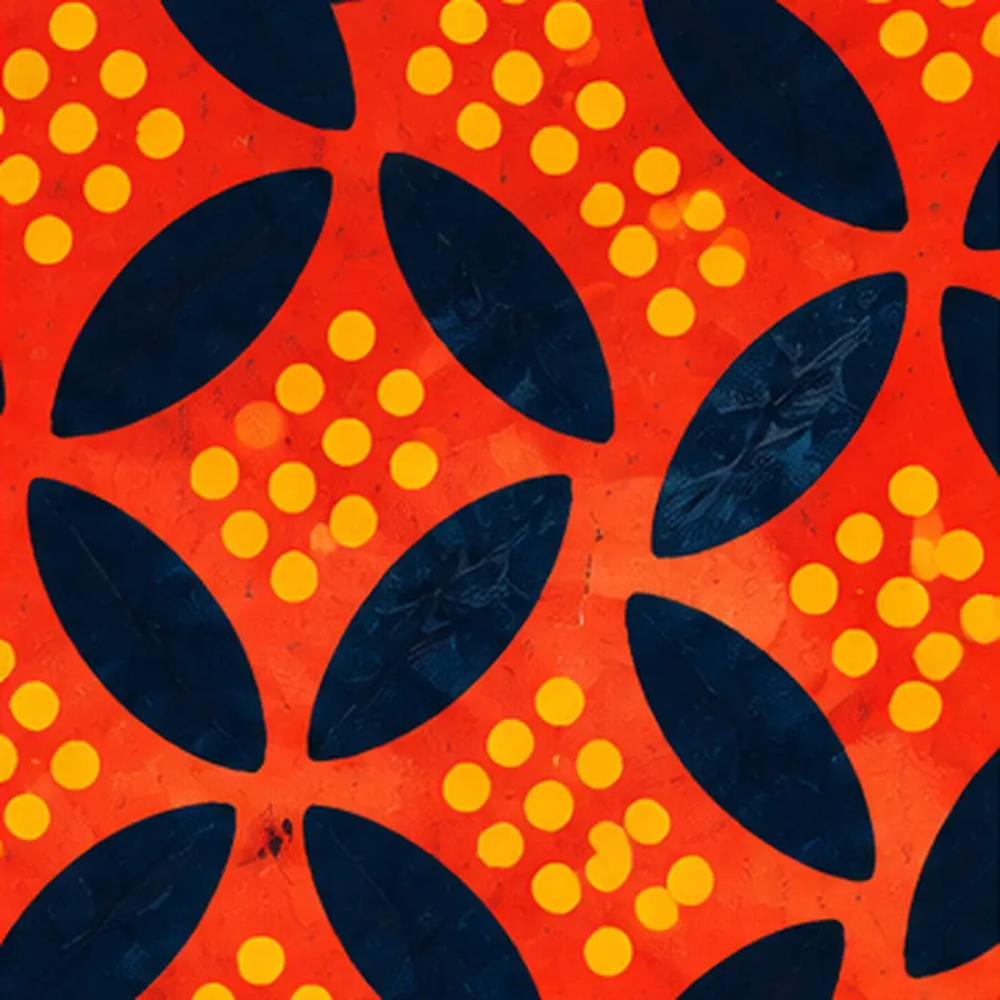 Tissu rouge à feuilles indigo