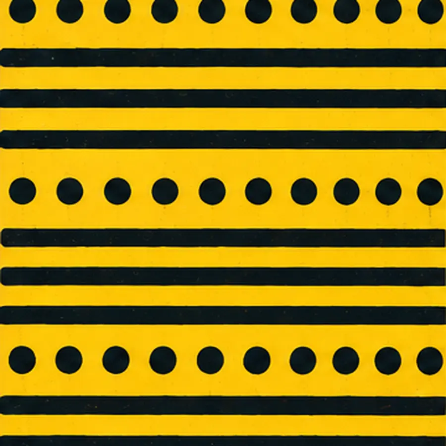 Tissu jaune à lignes et points noirs