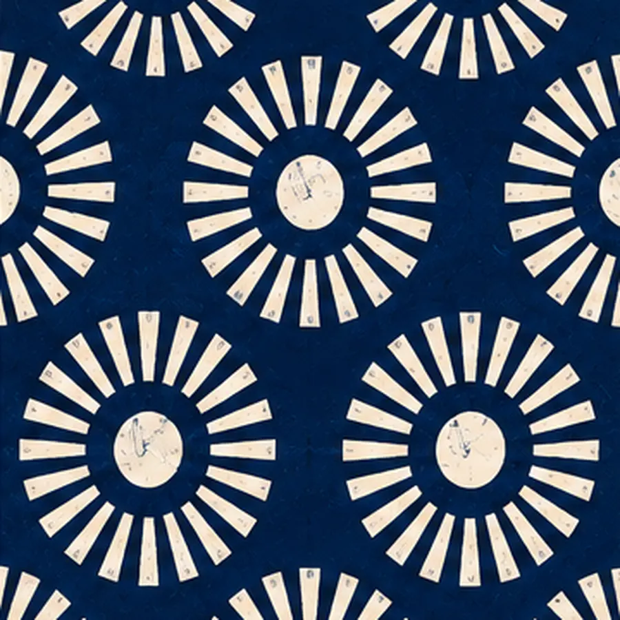 Tissu indigo à rosettes blanches